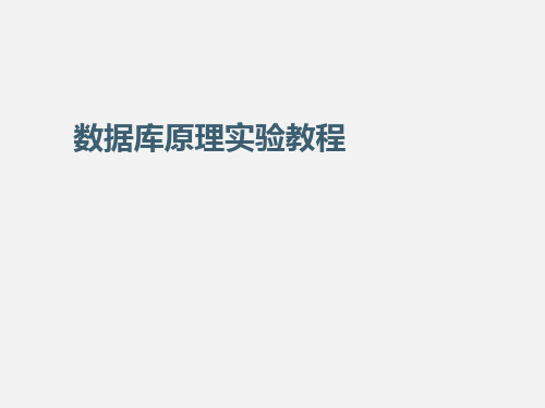 数据库原理实验教程全套电子课件完整版ppt整本书电子教案最全教学教程整套课件