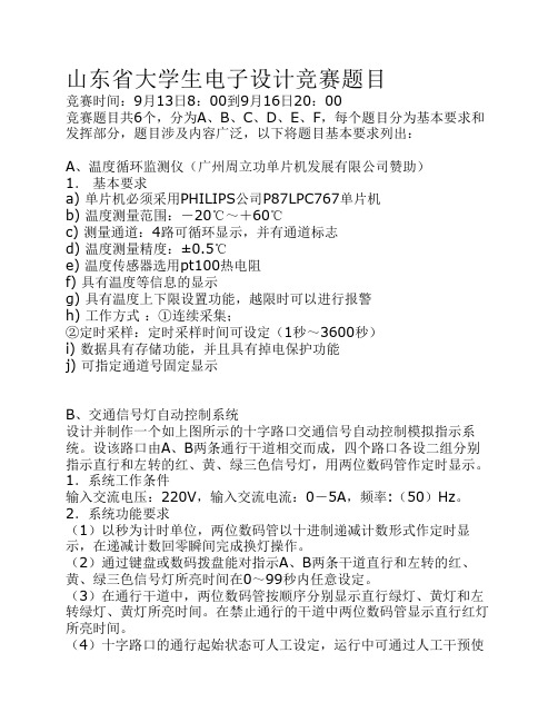 山东省大学生电子设计竞赛题目