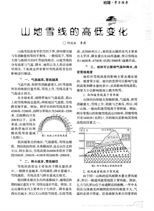 山地雪线的高低变化