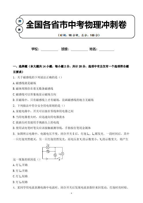 2020年 广西来宾市中考物理适应性考试试卷解析版(全网唯一)