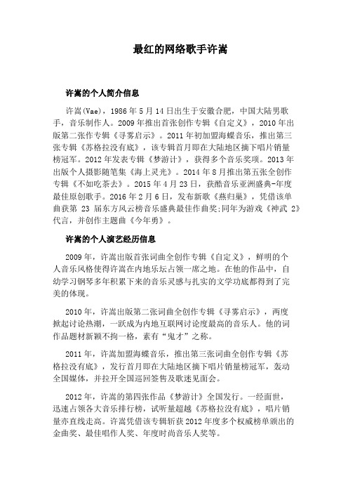最红的网络歌手许嵩