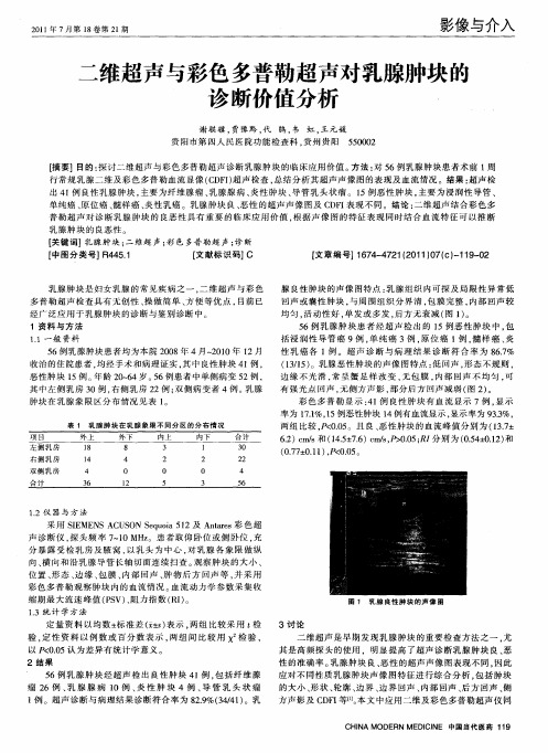 二维超声与彩色多普勒超声对乳腺肿块的诊断价值分析