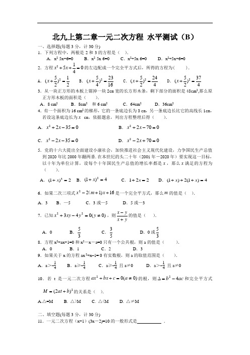 北师大版九年级数学上册练习题及答案 一元二次方程(B)