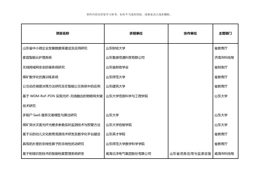 山东省科技计划发展项目模板