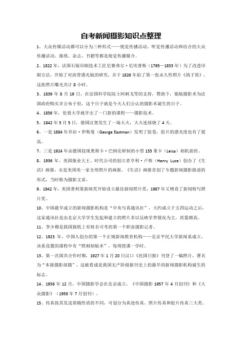 自考新闻摄影知识点整理