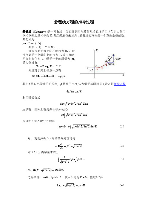 悬链线方程的推导过程