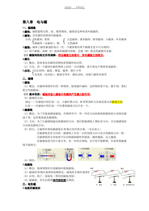 物理电与磁知识点总结与典型习题(含答案)