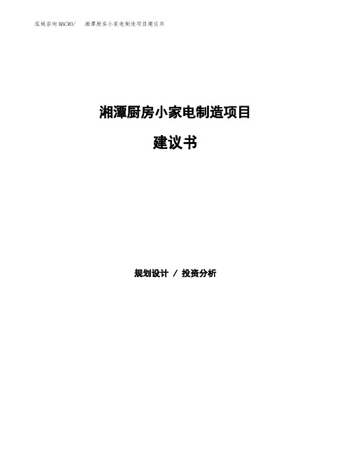 湘潭厨房小家电制造项目建议书
