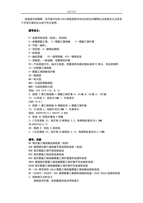 电缆型号地解释大全