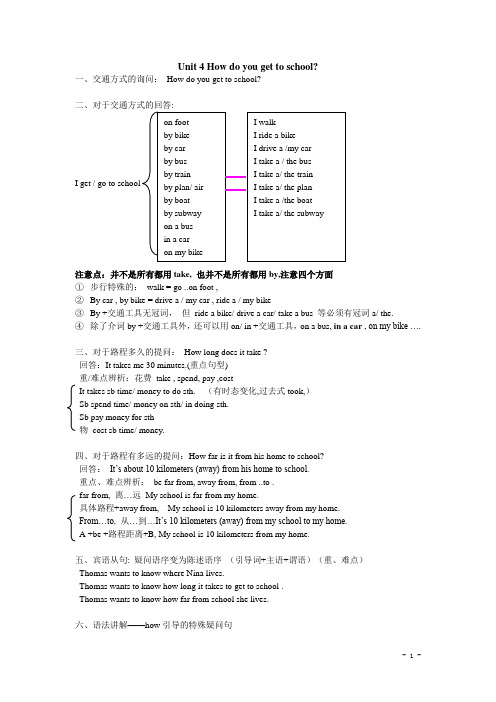 八年级上人教版Unit 4-6知识点总结