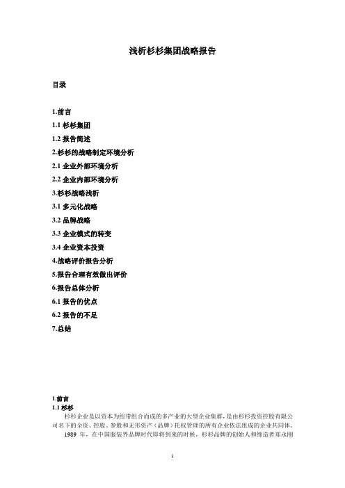 浅析杉杉集团多元化战略和品牌战略报告