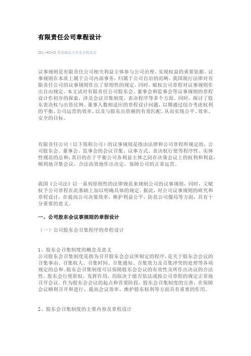 有限责任公司章程设计