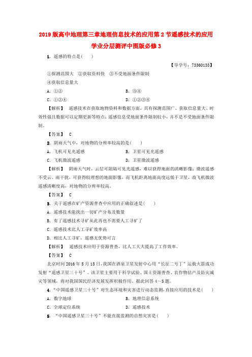 2019版高中地理第三章地理信息技术的应用第2节遥感技术的应用学业分层测评中图版必修3