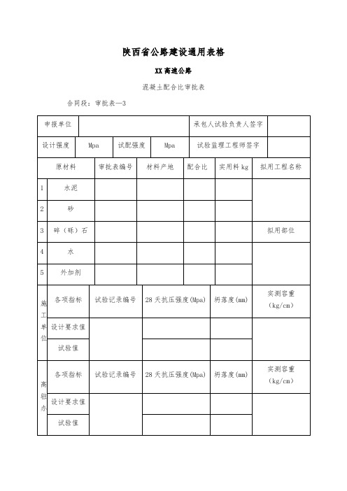 混凝土配合比审批表