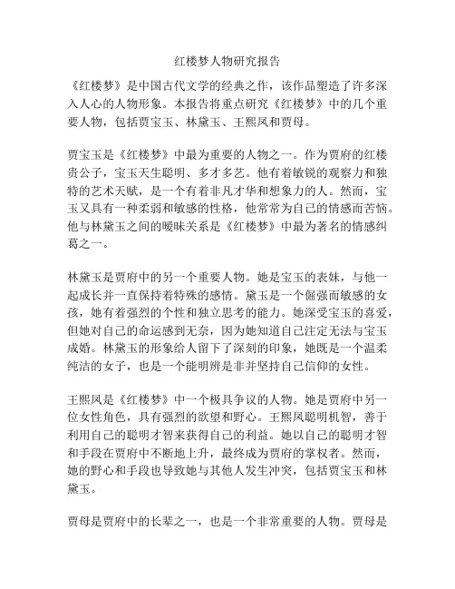 红楼梦人物研究报告