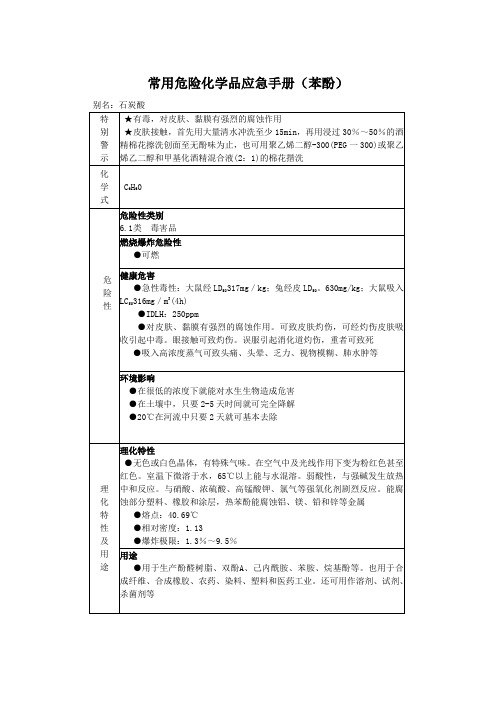 常用危险化学品应急手册(苯酚)