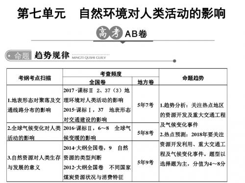2018版《大高考》地理高考二轮复习课件：第七单元+自然环境对人类活动的影响