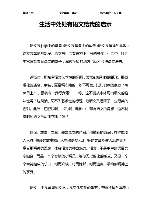 生活中处处有语文给我的启示作文【初中初一500字】