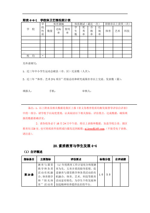 学校体卫艺情况统计表