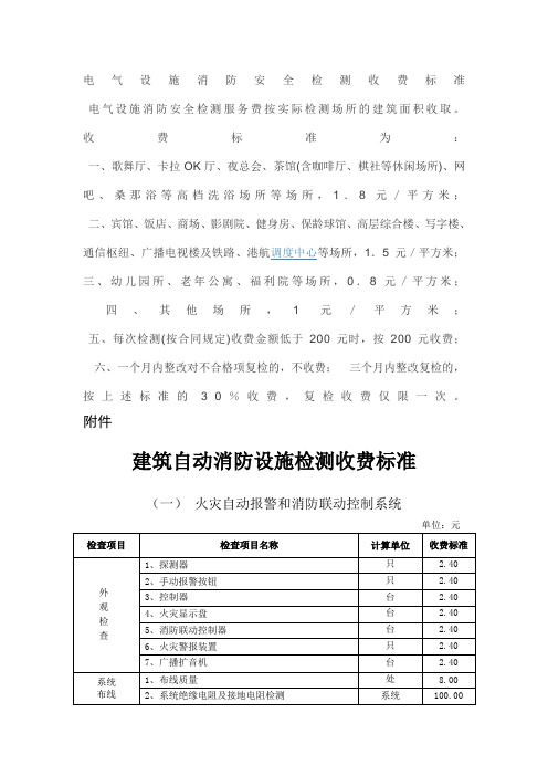 消防设施检测收费标准