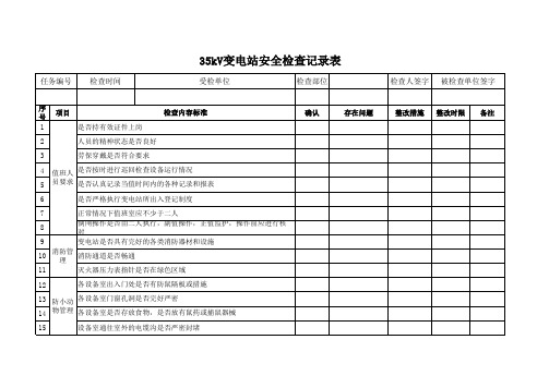 35kV变电站安全检查记录表