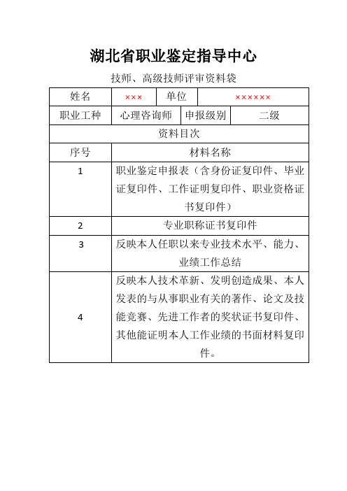 档案袋封面(填写模板