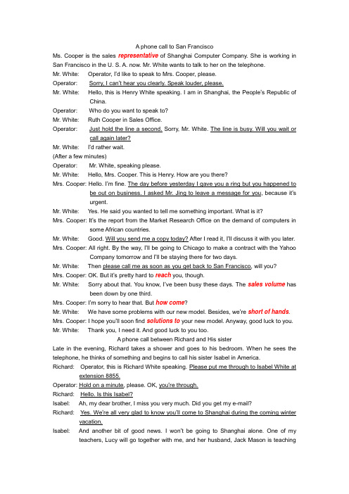 新编商务英语口语第一册Unit4Telephoning.doc.doc