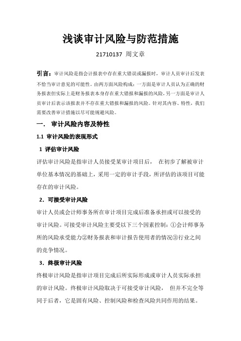 浅谈审计风险与防范措施