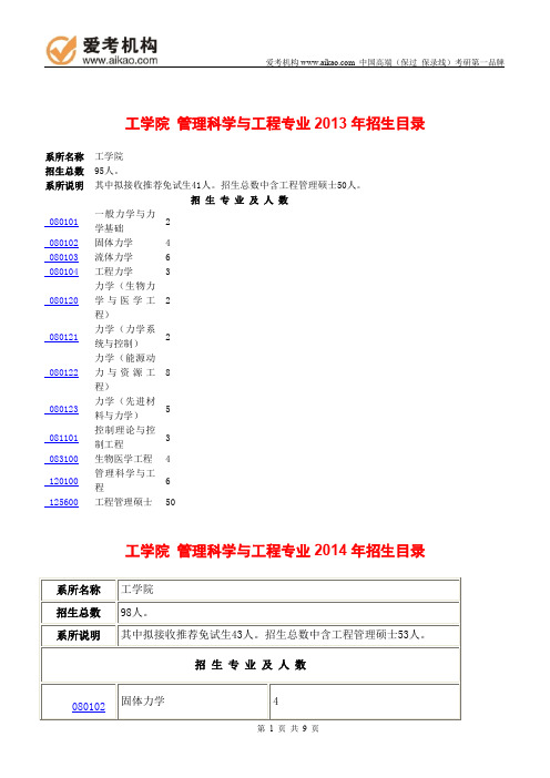 2015北京大学管理科学与工程考研 招生人数 参考书 报录比 复试分数线 考研真题 考研经验 招生简章