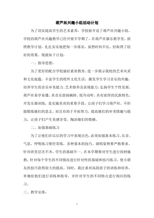 葫芦丝兴趣活动计划