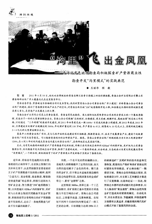 “沟里”飞出金凤凰——青海省有色地质勘查局积极探索矿产资源商业性勘查开发“沟里模式”的实践典范