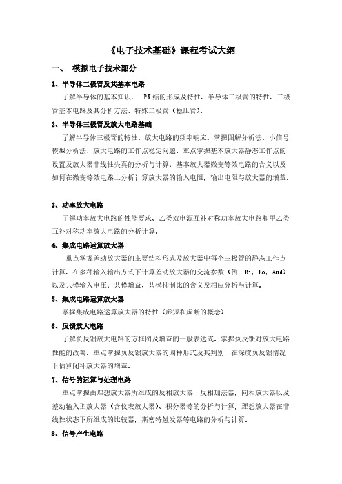 上海理工大学828《电子技术基础》考试大纲2021年考研专业课初试大纲