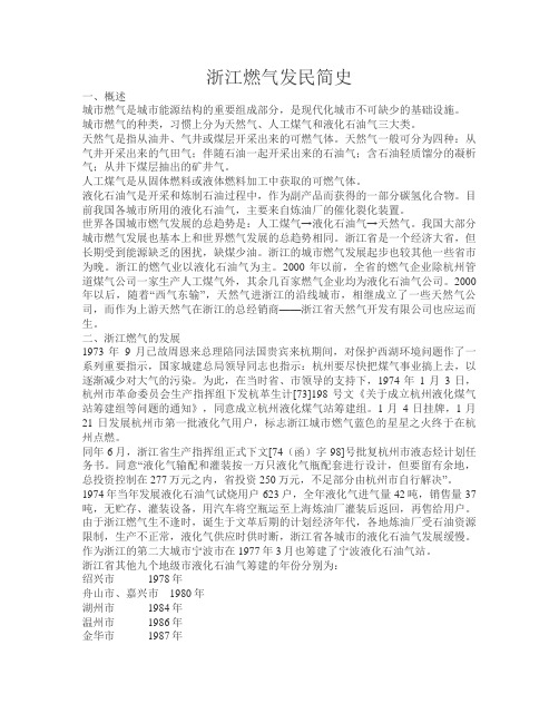 浙江燃气发展简史