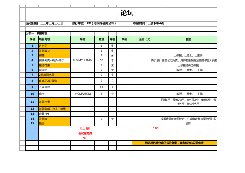 会议物料清单