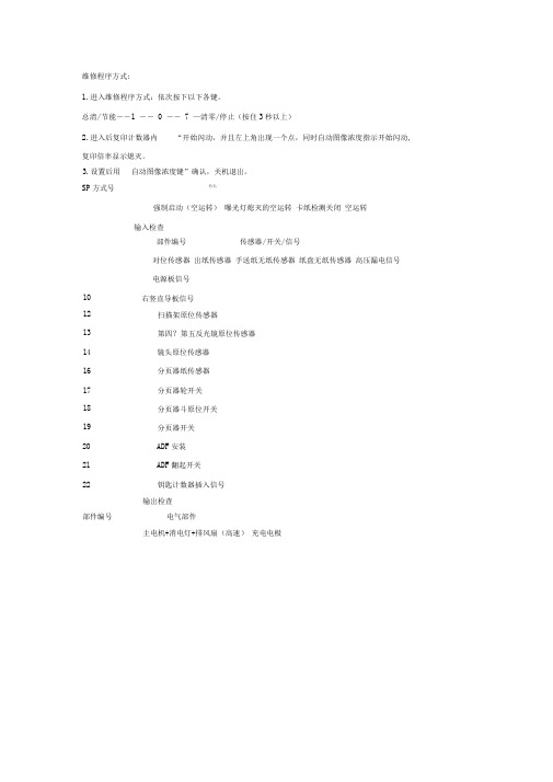 理光复印机维修代码和故障代码