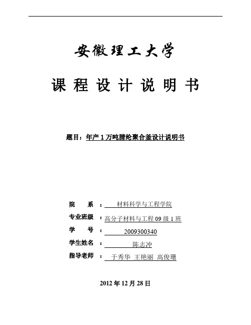 1万吨腈纶聚合釜设计说明书