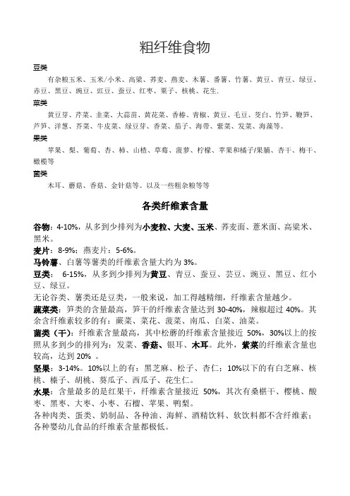 粗纤维食物