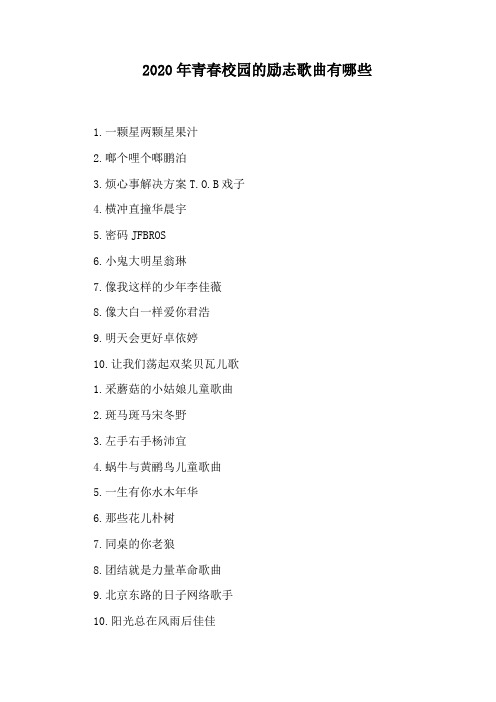 2020年青春校园的励志歌曲有哪些