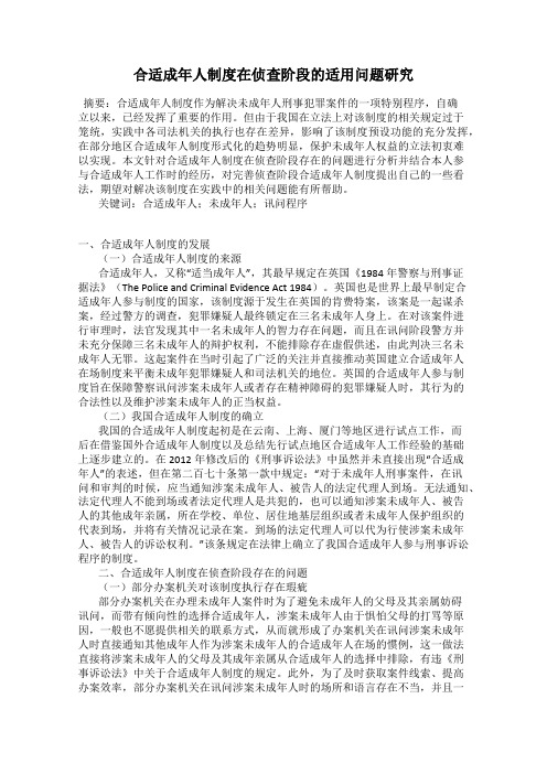 合适成年人制度在侦查阶段的适用问题研究