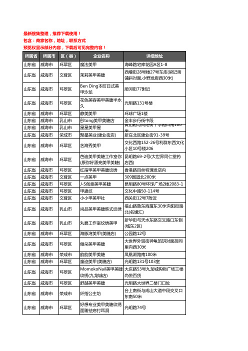 新版山东省威海市美甲企业公司商家户名录单联系方式地址大全415家