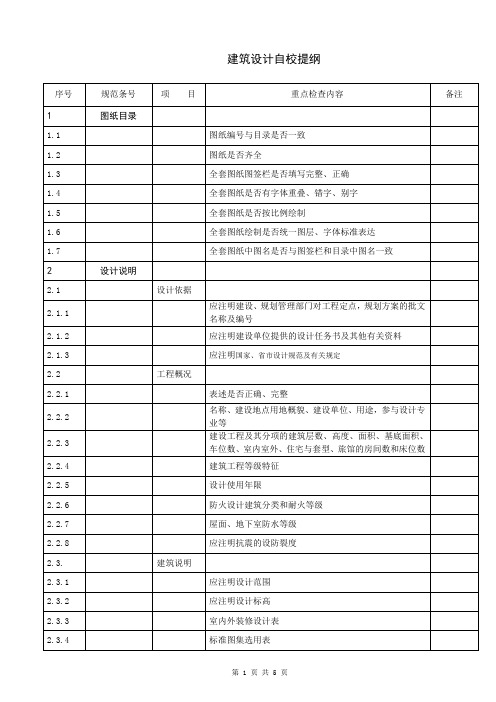 建筑设计自校提纲