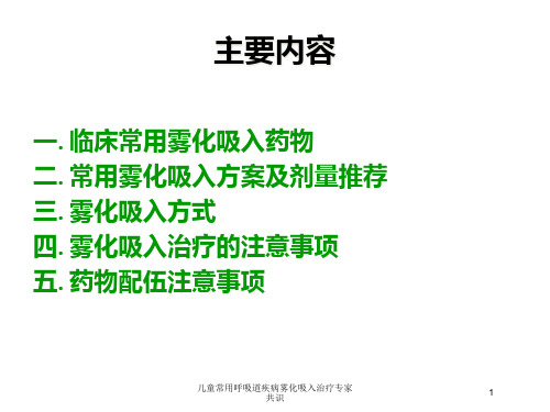 儿童常用呼吸道疾病雾化吸入治疗专家共识培训课件