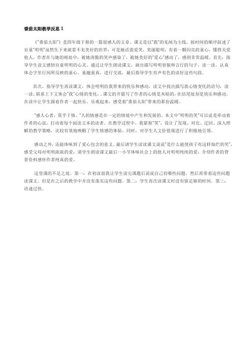 番茄太阳教学反思