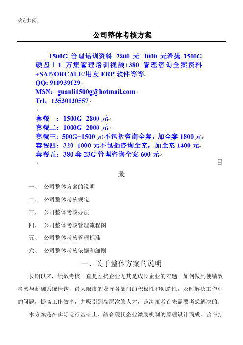 北大纵横-------公司整体目标绩效管理办法(全套