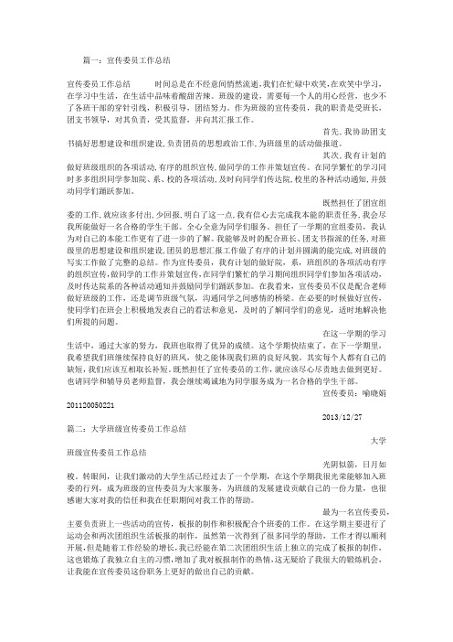 宣传委员工作报告