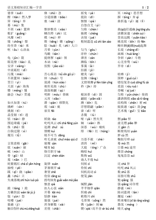 初中语文基础知识汇编_字音
