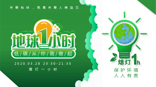 简约绿色小清新风地球一小时PPT模板