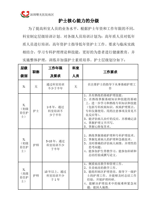 病区护士核心能力的分级