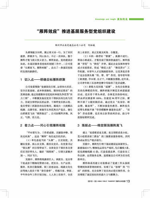 “雁阵效应”推进基层服务型党组织建设