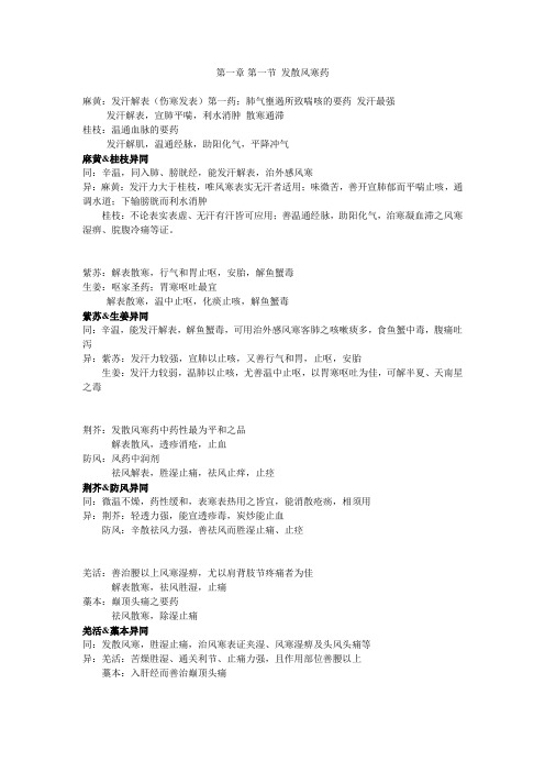 第一章 第一节 发散风寒药